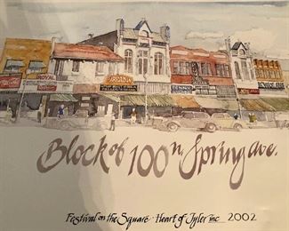 Block of 100 N. Spring Ave. - watercolor print by artist Dana Adams
