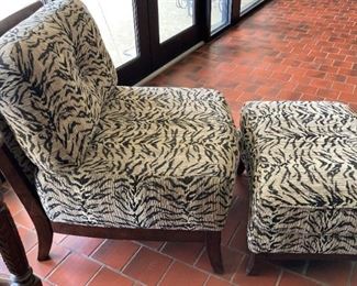 Animal print chair and matching ottoman