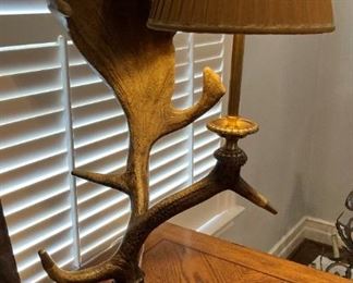 One of two antler lamps