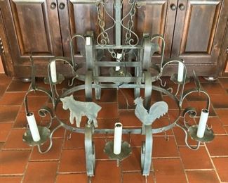 Charming pot rack/light fixture