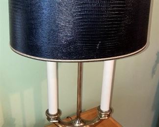 Handsome lamp with black embossed shade