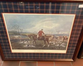 One of two hunt scene pieces of art
