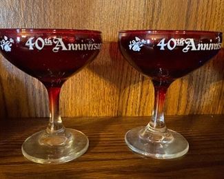 40th Anniversary Ruby Red Champaign Glasses