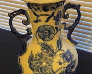 Hand Painted Asian Vase with Handles