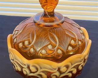 Fenton Amber and Cream Candy Dish