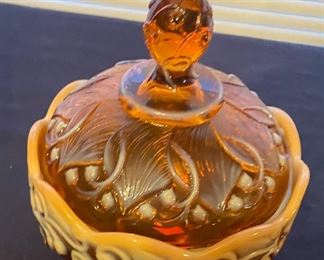 Fenton Amber and Cream Candy Dish
