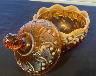Fenton Amber and Cream Candy Dish