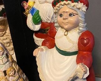 Handpainted Santa Lighted and Mrs. Claus