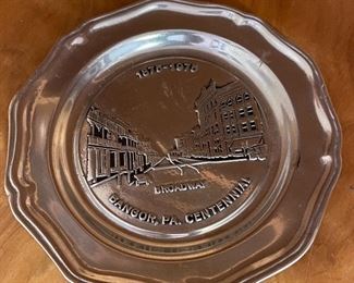 Bangor, PA Centennial Pewter Plate Collectible