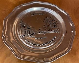 Bangor, PA Centennial Pewter Plate Collectible