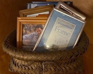 Assorted Picture Frames, Basket