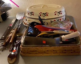 Assorted Kitchen Utensils, Roasting Pan