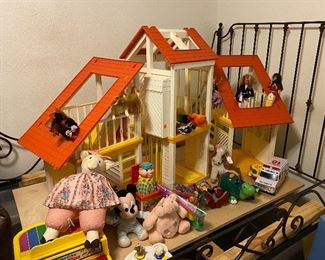 Vintage Barbie A Frame Dream House, Barbie's, Assorted Toys, Wrought Iron Bed