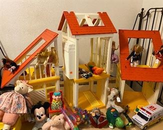 Vintage Barbie A Frame Dream House, Barbie's, Assorted Toys, Wrought Iron Bed