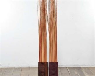 Tall 5.5' Pair Of Vertical Bamboo Stick Accent Decor Pieces