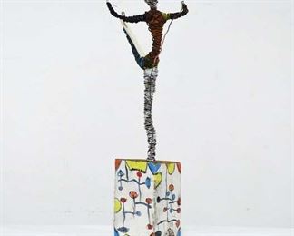 Midcentury Figurative Wire Multimedia Sculpture