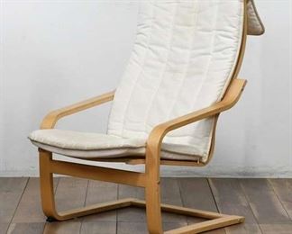 Ikea Poang Gravity Chair With Wood Frame And White Padding