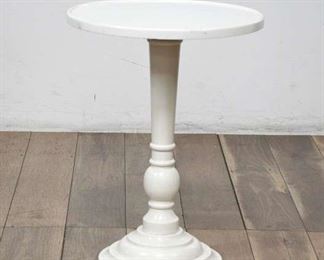 Chic White Wooden Circle Top Pedestal End Table