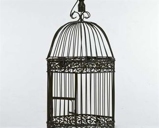 Ornate Dark Green Open Top Bird Cage