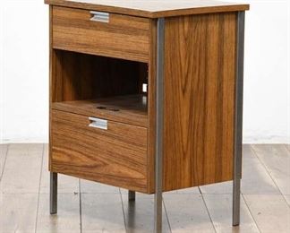 Heavy Brown 2-Drawer Nightstand With Metal Legs