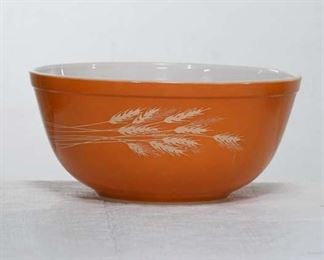 Desirable Vintage Orange Wheat Leaf Pyrex Mixing Bowl