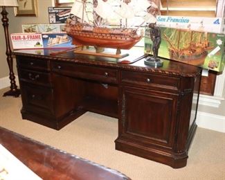 Classic Leather Inlay Top Executive Desk - 66"W x 36"D