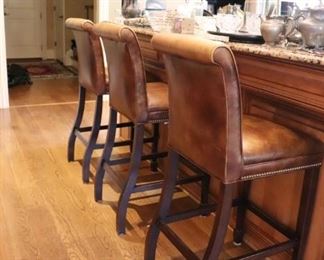 Hancock and Moore leather bar stools
