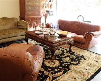 Vintage Natuzzi Leather Sofa & Chair