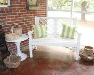 Vintage Chippendale Wooden Garden Bench