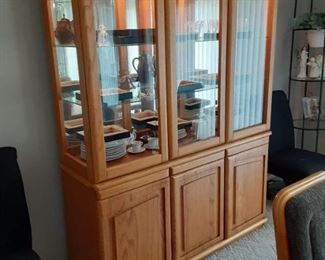Lighted Maple China Cabinet $50