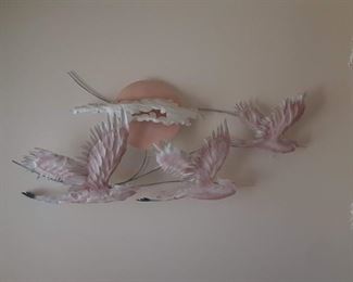 Flying Flamingos Shell Wall Art
