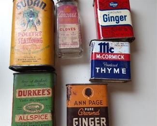 Antique tin spice containers $4 each