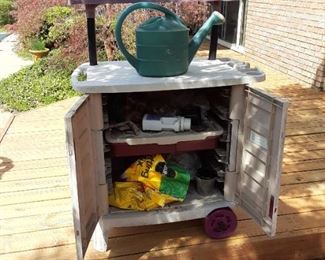Plastic Rubbermaid garden storage cabinet $20