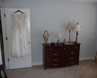 Dresser, Lamps & Wedding Dress