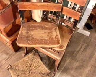 School Chairs (seats only). Wooden Chair and Footstool
