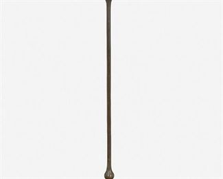 15
A Tiffany Studios "Wild Carrot" Bronze And Favrile Glass Candlestick
Circa 1900-1902; New York, NY
Signed: Tiffany Studios / New York / [T.G.D.Co. monogram] / D 555
The green blown Favrile glass capital and removable bobeche raised on a patinated bronze "Wild Carrot" base with slender stem
18" H x 8" Dia.
Estimate: $2,000 - $3,000