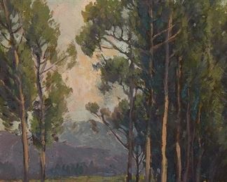 30
Edgar Alwin Payne
1881-1947, Los Angeles, CA
Atmospheric Landscape With Trees
Oil on canvas under glass
Signed lower left: Edgar Payne
12" H x 9" W
Estimate: $3,000 - $4,000