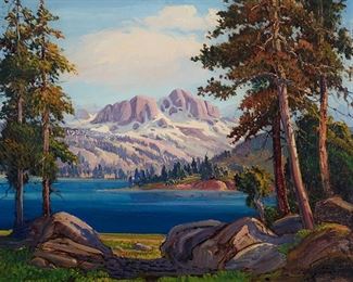 33
Fred Grayson Sayre
1879-1939, Glendale, CA
Lake In A Mountain Landscape
Oil on canvas
Signed lower right: F Grayson Sayre
24" H x 30" W
Estimate: $2,000 - $3,000