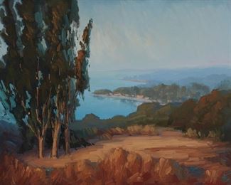 64
Joseph Aaron
b. 1959, Laguna Beach, CA
"Overlooking Montecito"
Oil on canvas laid to panel
Signed lower right: Joseph Aaron, titled verso
24" H x 30" W
Estimate: $500 - $700