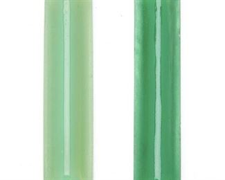98
A Collection Of Emerald Green Glass Chandelier Prisms
Second-quarter 20th Century
Each rectangular glass prism with flat back and curved front, comprising eighteen dark green prisms and thirty-seven light green prisms, 55 pieces
Each: 6" L x 1" W x .5" D
Estimate: $600 - $800