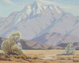 128
Sam Hyde Harris
1889-1977, Alhambra, CA
San Jacinto Landscape
Oil on canvasboard
Estate signed lower right: Sam Hyde Harris
18" H x 24" W
Estimate: $1,200 - $1,800