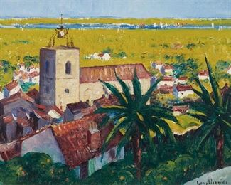 212
Guy Carleton Wiggins NA
1883-1962, New York, NY
"French Riviera," 1925
Oil on canvas
Signed lower right: Guy Wiggins, signed again, dated and titled verso
12.25" H x 16.25" W
Estimate: $8,000 - $10,000