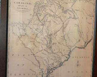 Framed Vintage Map Carolina's/Georgia