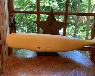 Carved Mobey dick Whale with Icabob Crane