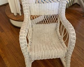 Vintage Childs White Wicker Chair