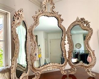 Antique Tri-Fold Cast Iron Mirror...Absolutely Gorgeous!  Original purchase price years back $1200...
