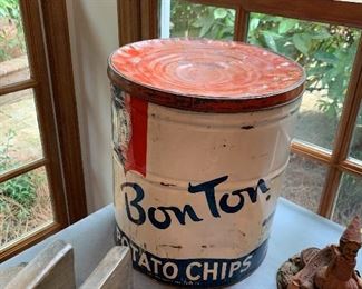 Vintage Bon Ton Potatoe Chips Tin Can