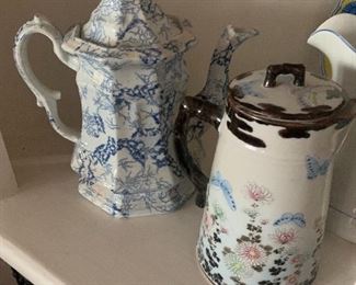 Antique Ironstone/Porcelain Coffee Pots