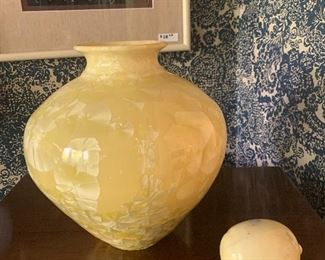 Phil Morgan Seagrove,NC Crystalline Yellow Vase