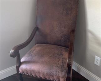 LEATHER CAPTAIN CHAIR  48” H 22” W  32”D